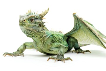 Obraz premium A close-up shot of a lizard sitting on a white background, ready for use in various applications