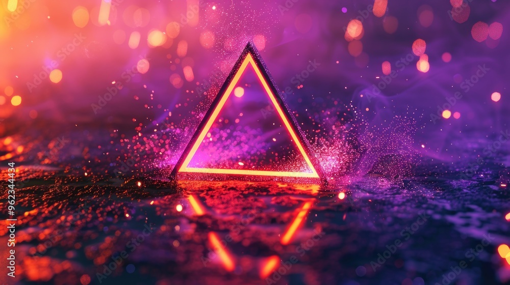 Aufkleber A triangle shape sits on a wet surface, great for representing abstract concepts or water-based themes