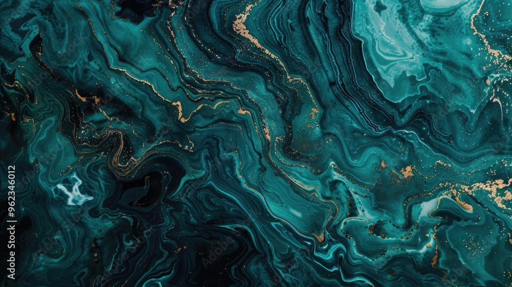 Poster a high-quality close-up of a green marble surface with unique veining and texture