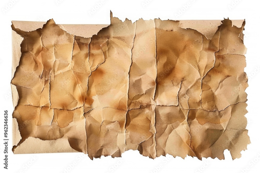 Poster A fragment of torn paper with a jagged edge, suitable for use in illustrations or designs where a sense of roughness and imperfection is desired