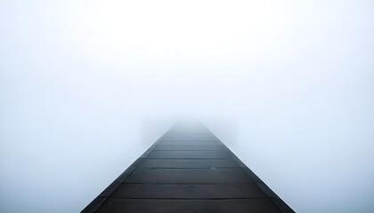 a long bridge vanishing into thick fog, large space for copy