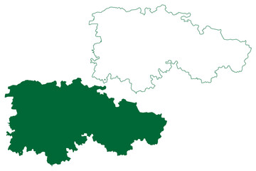 Banaskantha district (Gujarat State, Republic of India) map vector illustration, scribble sketch Banaskantha map