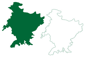 Banda district (Uttar Pradesh State, Republic of India) map vector illustration, scribble sketch Banda map