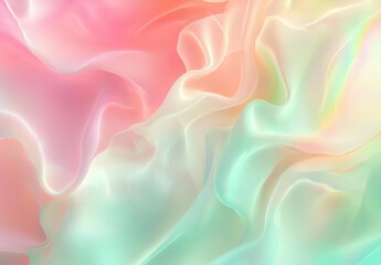 Obraz premium Soothing pastel gradient background with abstract shape in light pink and green hues.