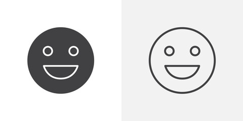 Smile icon flat and simple set design