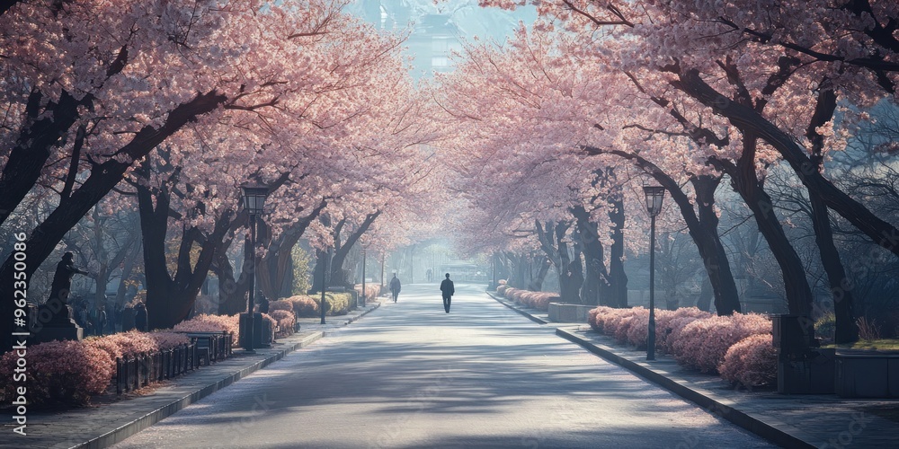 Sticker cherry blossom path