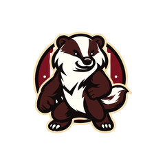 Vector illustration of a badger mascot or logo on isolated background.