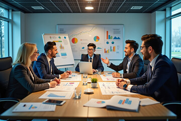 Business professionals in conference room discussion