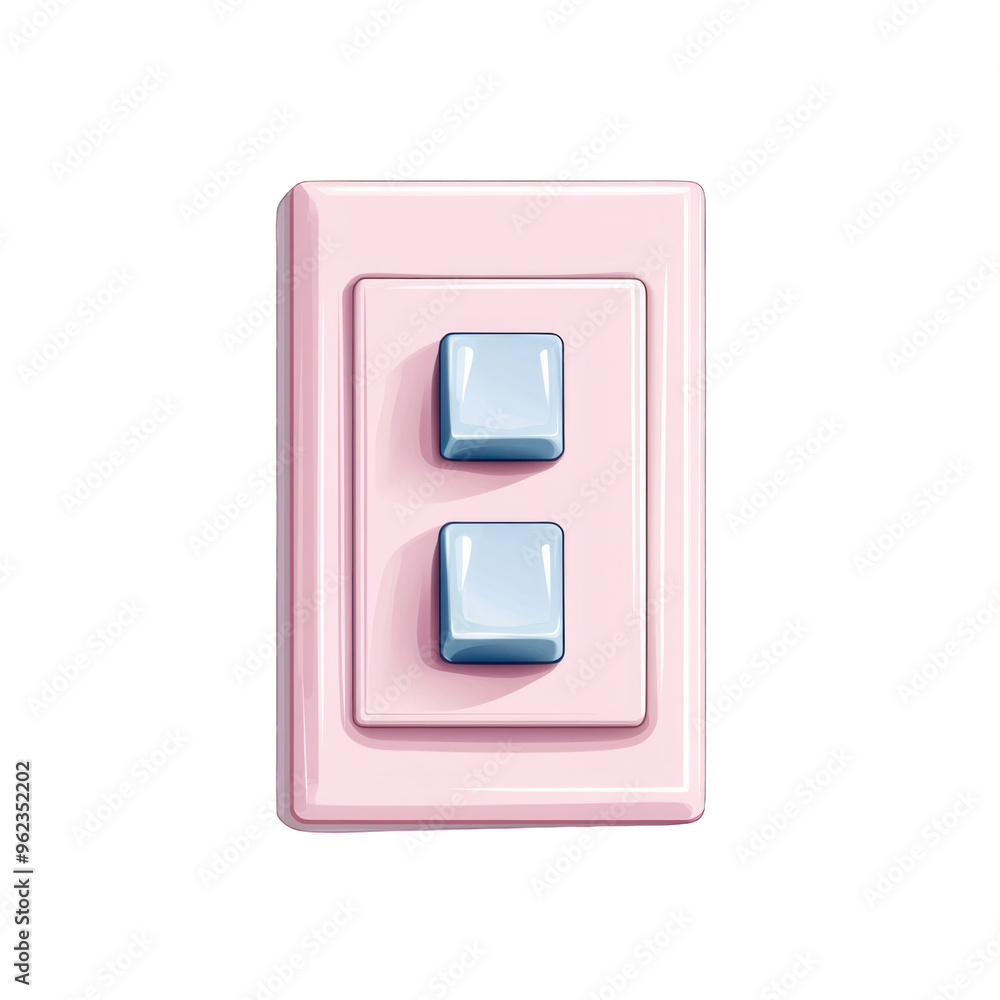 Poster a charming pink light switch with two blue buttons, perfect for adding a playful touch to any interi