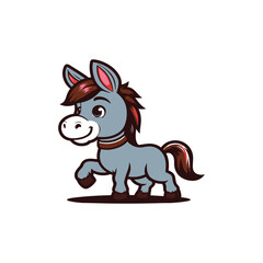 Cute cartoon donkey. Vector illustration isolated on a white background.