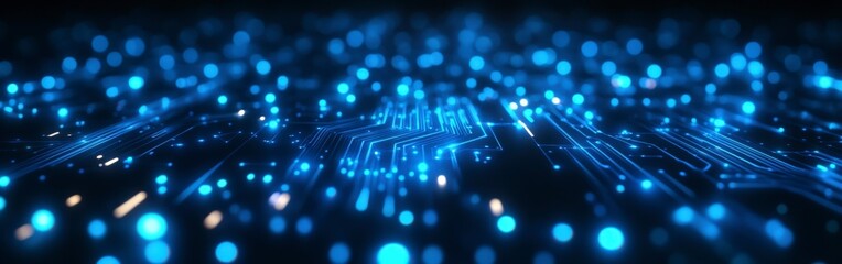 Obraz premium Futuristic Digital Network Circuit Board in Blue and Black