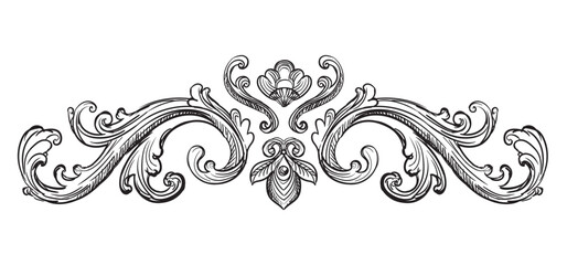 Engraving ornate vintage element vector isolated illustration