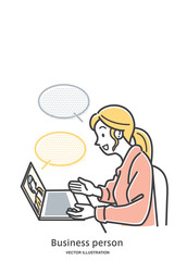 リモートワークをする女性