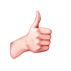 A vibrant illustration of a hand showing a thumbs up gesture, symbolizing approval and positivity. watercolor style