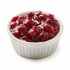 Cranberry sauce in a dish on white background, Thanksgiving dinner, Thanksgiving  Day
