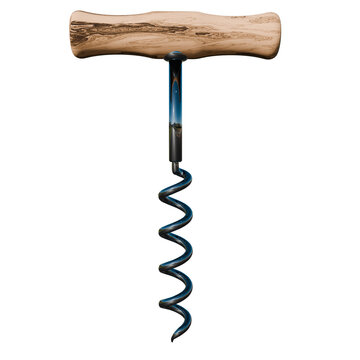 3d render champagne wine corkscrew with transparent background