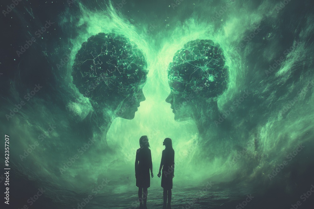 Poster brain microcircuits mental acuity surreal image of two trees with glowing branches symbolizing the c