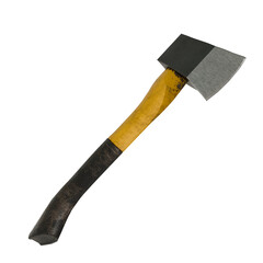 3d render axe tool wood and metal with transparent background