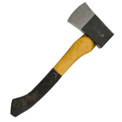 3d render axe tool wood and metal with transparent background