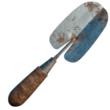 3d render garden trowel with transparent background