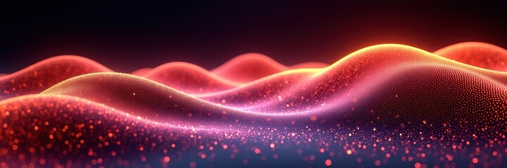 A mesmerizing wave of abstract colorful gradients and glowing particles, perfect for digital backgrounds, technology themes, or creative projects.