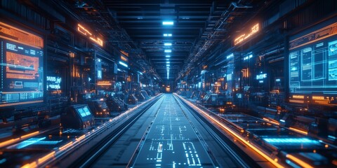 Futuristic Distribution Hub with Smart Logistics Operations