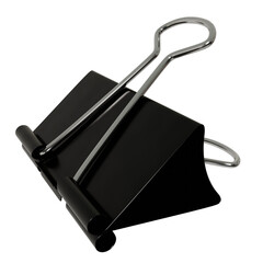 3d render Black Binder Clip with transparent background