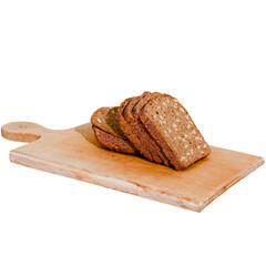 3d render Sliced rye bread on a cutting board with transparent background