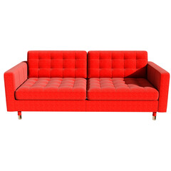 3d render red sofa home decor with transparent background