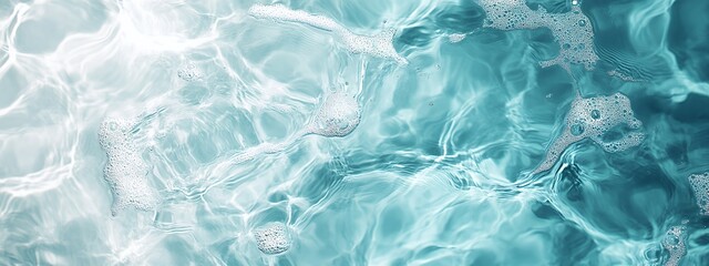 Obraz premium Abstract background of blue water with ripples and bubbles.