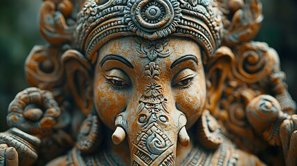 Fototapeta premium Closeup of Lord Ganesha Statue with Intricate Detail