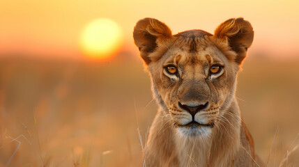 Obraz premium Lioness Sitting Savannah Masai Mara Kenya