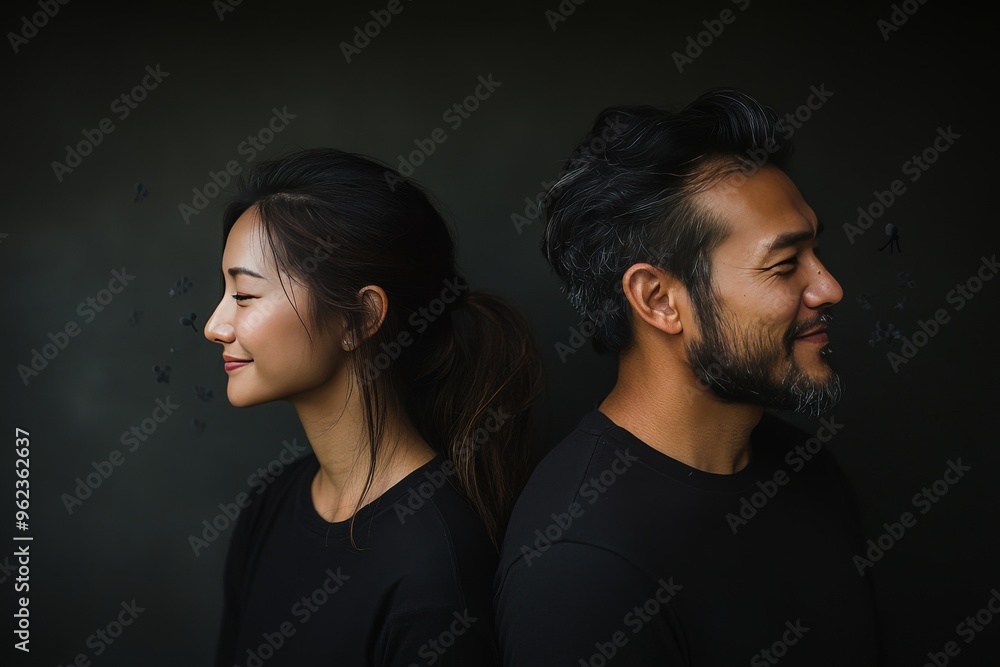 Poster brain microcircuits neurology man and woman with glowing brain patterns symbolizing the intellectual