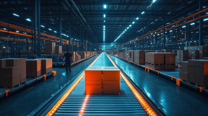 Futuristic Distribution Hub with Smart Logistics Operations