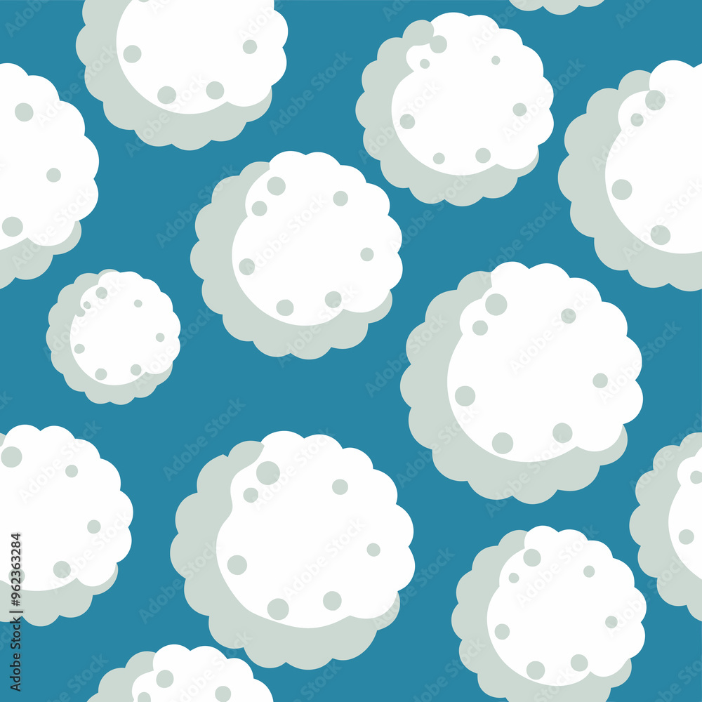 Poster a pattern of white circles with dots on a blue background