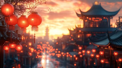 Chinese traditional lanterns on the street