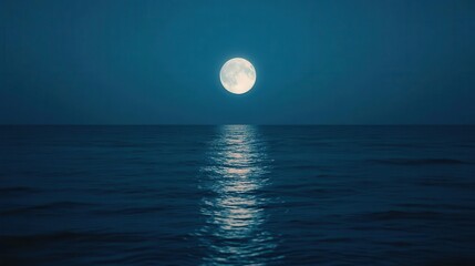 Glowing moonlight reflecting on calm ocean waves, tranquil and serene, night glowtime, peaceful and meditative