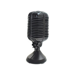 Fototapeta premium Vintage black microphone on transparent background.