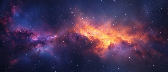 Naklejka premium A Cosmic Landscape of Star Clusters and Nebulas