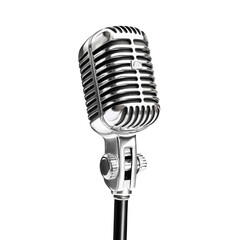 Vintage silver microphone on transparent background