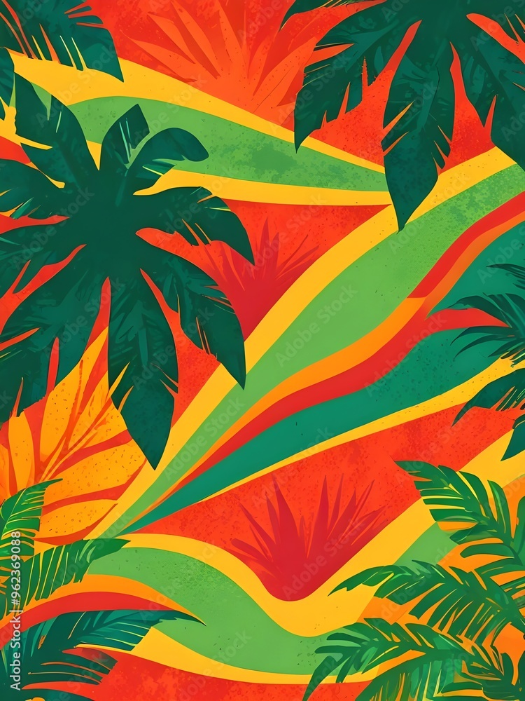 Wall mural tropical summer illustration