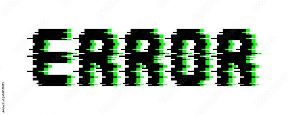 Aufkleber rror text in glitch effect. pixelated font on games concept.
