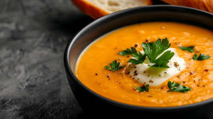 pumpkin soup in a bowl