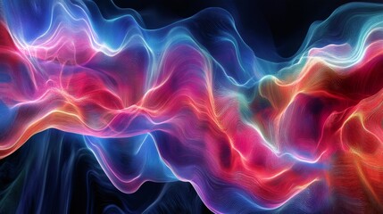 Fototapeta premium Abstract colorful wavy lines background with dark background.