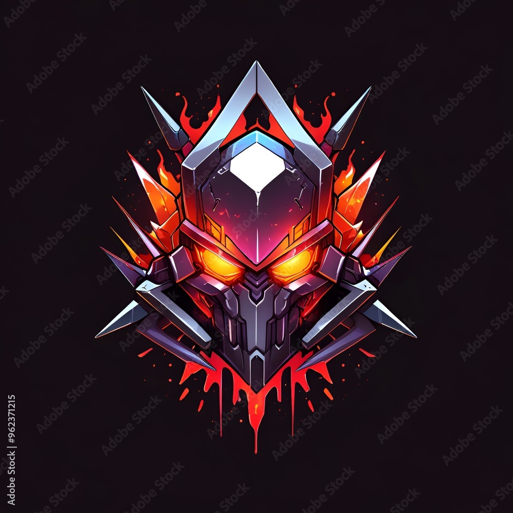 Wall mural Fiery Robot Head Emblem