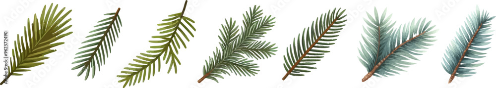 Aufkleber Pine cone vector icon.Christmas tree with green pine cone branches isolated on white baqckground. Fir tree branches with cones.