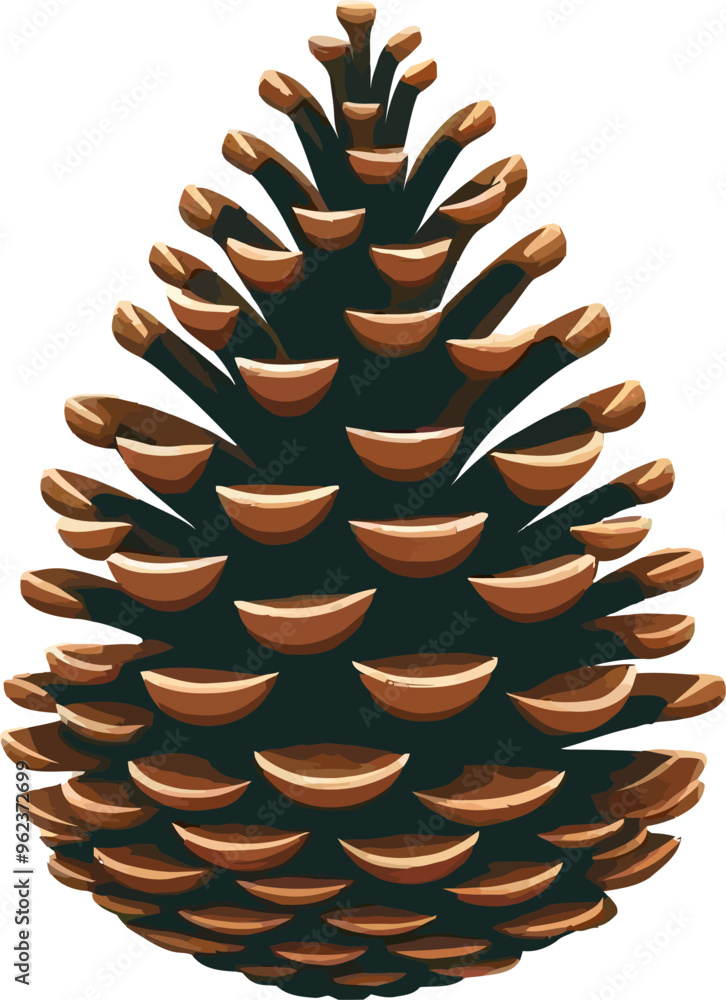 Aufkleber Pine cone vector icon.Christmas tree with green pine cone branches isolated on white baqckground. Fir tree branches with cones.