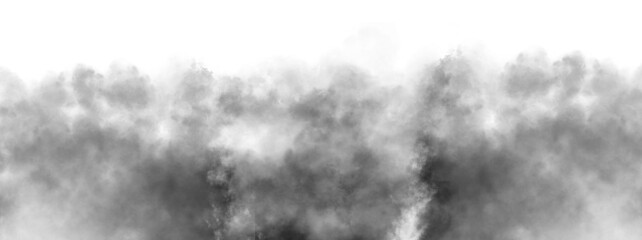 PNG image, Realistic dark cloud or smoke. White fog or smoke on transparent background. Abstract gas on transparent background.