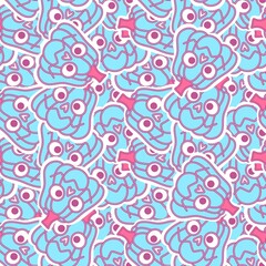 Halloween cute pumpkins seamless monsters pattern for wrapping paper and fabric