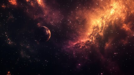 A single planet in the midst of a vibrant nebula.